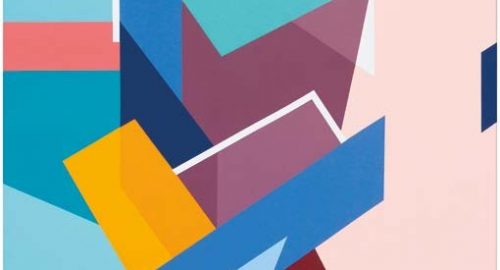 Mauricio Contreras-Paredes / 
Aqua, rosa, azules y naranja II
2014. Acrílico sobre tela
121.5 x 91 cm