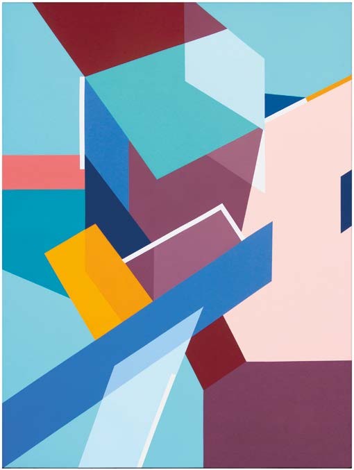 Mauricio Contreras-Paredes / 
Aqua, rosa, azules y naranja II
2014. Acrílico sobre tela
121.5 x 91 cm
